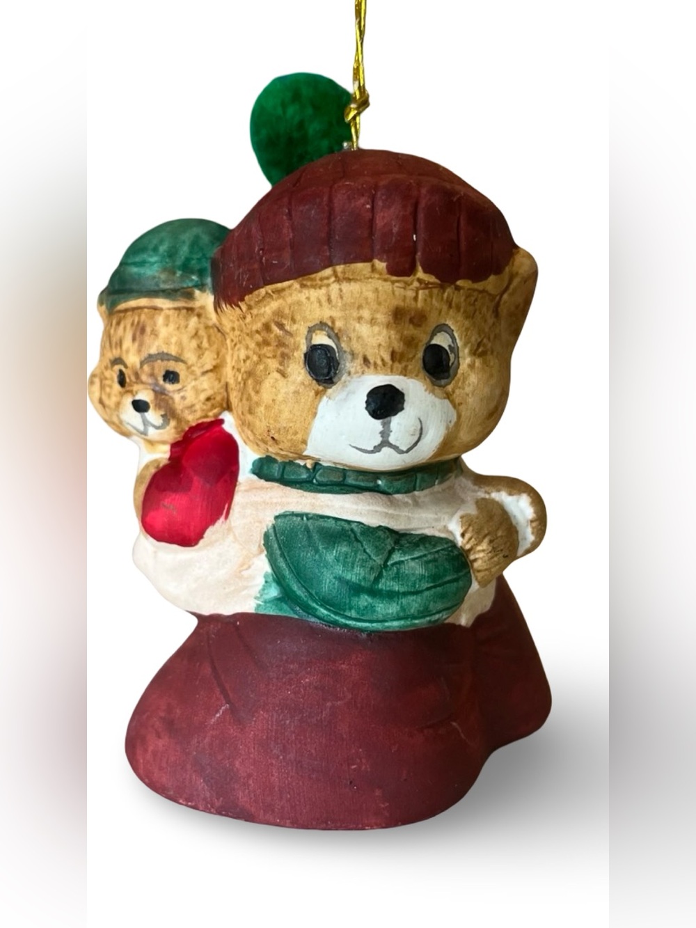 Vintage Jasco Caring Critter Chimer Porcelain Bisque Mother Bear and Baby 3”